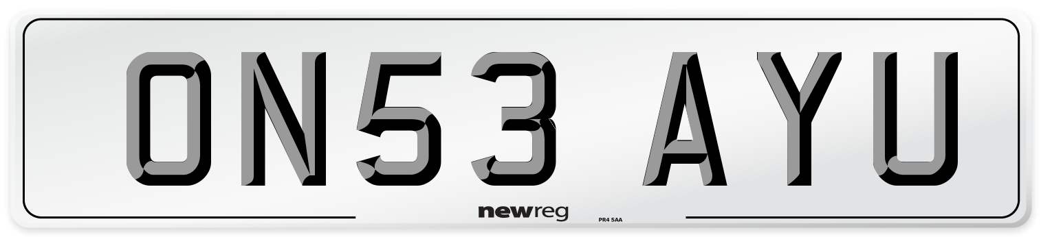 ON53 AYU Number Plate from New Reg